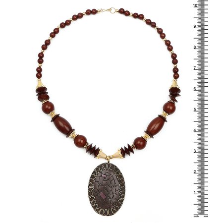 Shop Liliana Bella Gold Plated Handmade Brown Beaded Oval Necklace and Earrings Set - On Sale - Free Shipping On Orders Over $45 - Overstock.com - 14658448