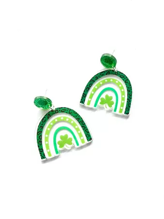 St. Patrick's Day Clover Pattern Drop Earrings | SHEIN USA
