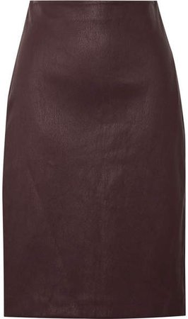 Leather Pencil Skirt - Burgundy
