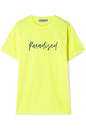 Paradised | Embroidered neon cotton-jersey T-shirt | NET-A-PORTER.COM