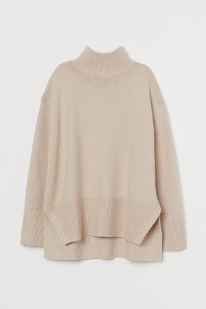 Knit Turtleneck Sweater - Powder beige - Ladies | H&M CA