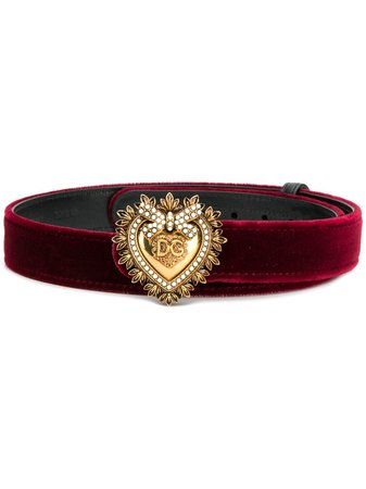 Dolce & Gabbana Sacred Heart Buckle Velvet Belt