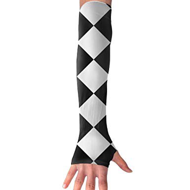 Black & White Checkerboard Patterned Fingerless Gloves