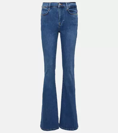 Le High Flare Mid Rise Jeans in Blue - Frame | Mytheresa