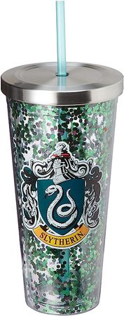 Amazon.com: Spoontiques - Harry Potter Tumbler - Slytherin Glitter Cup with Straw - 20 oz - Acrylic - Green : Health & Household