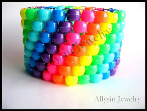 Neon Rainbow Kandi Cuff Raver Plur Bracelet | Etsy