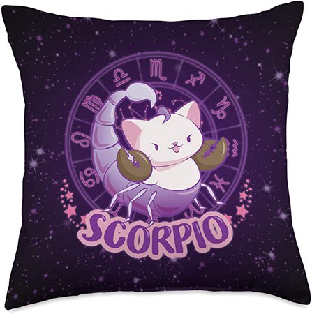 Amazon.com: Zodiac Cats Collection by Irene Koh Studio Kawaii Cats Astrology Zodiac Scorpio Throw Pillow, 18x18, Multicolor: Home & Kitchen