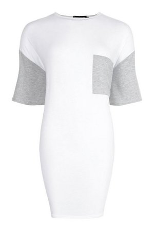 Contrast Pocket And Sleeve T-shirt Dress | boohoo