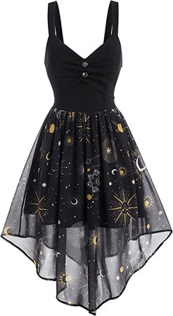 Sun Moon Star Sleeveless A-Line Dress