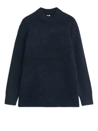 Alpaca Blend Knitted Tunic - Dark Blue/Melange - Knitwear - ARKET NO