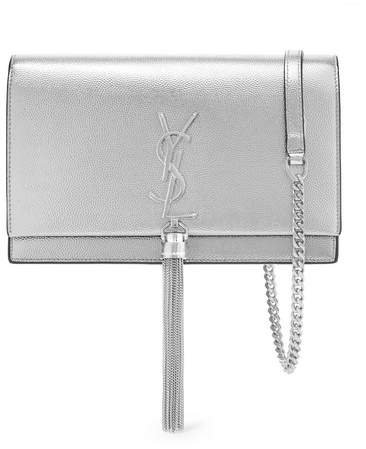 Kate Small Textured-leather Shoulder Bag - Silver