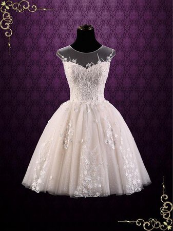Vintage Floral Lace Short Wedding Dress | May – ieie