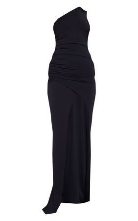 Black Slinky Drape Trim Detail Maxi Dress | PrettyLittleThing USA