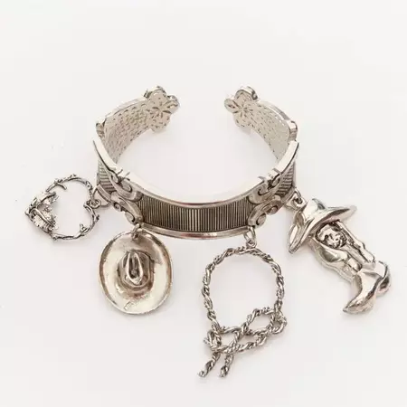 DSQUARED2 Vintage silver metal Western Cowboy charm cuff bangle For Sale at 1stDibs