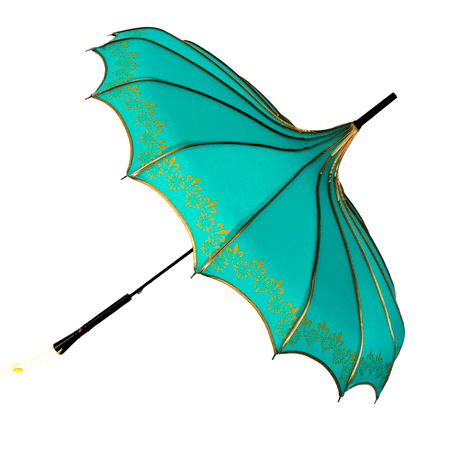 Teal and Gold Parasol