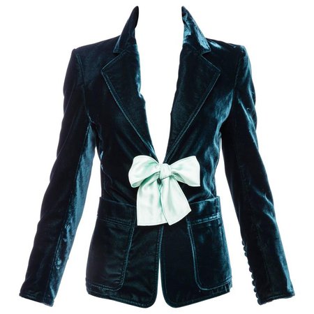 Tom Ford For Yves Saint Laurent Emerald Silk Velvet Blazer, Autumn -Winter 2003 For Sale at 1stdibs