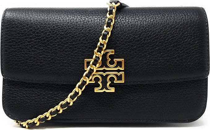 Amazon.com: Tory Burch Women's Britten Chain Wallet with Wristlet (Pebbled Leather, Black) : Clothing, Shoes & Jewelry
