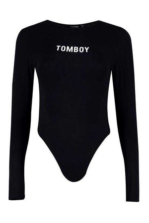 Tomboy High Rise Slogan Bodysuit | Boohoo