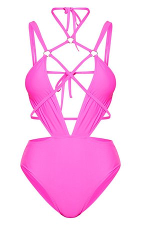 Pink Harness Swimsuit | Swimwear | PrettyLittleThing