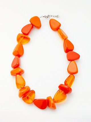 One Button Resin Segment Statement Necklace, Orange/Red at John Lewis & Partners