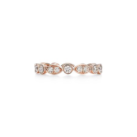Tiffany Jazz® band ring in 18k rose gold with diamonds. | Tiffany & Co.
