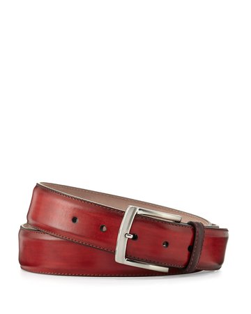 Magnanni for Neiman Marcus Square-Buckle Calf Leather Belt