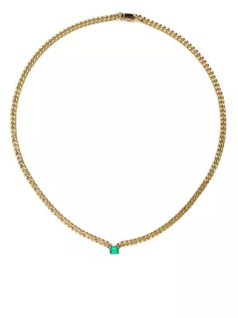 Anita Ko 18kt Yellow Gold Small Cuban Link Emerald Necklace - Farfetch