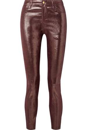 J Brand | Pantalon skinny en cuir effet serpent métallisé | NET-A-PORTER.COM