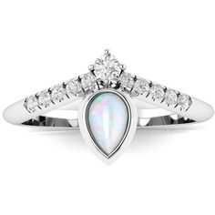 Opal ring. Opal and diamond ring. Opal engagement ring. Gemstone ring
