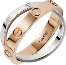 CRB4094300 - LOVE ring, 6 diamonds - Pink gold, white gold, diamonds - Cartier
