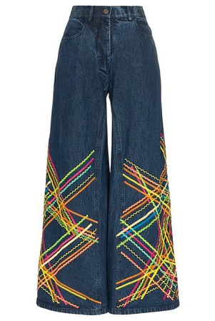 jeans with multi colors at bottom