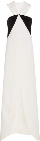 Cutout Halterneck Crepe Gown Size: 34
