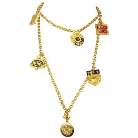 Karl Lagerfeld Enameled Charm Necklace 14 Blvd De La Madeleine New, Never Worn For Sale at 1stdibs