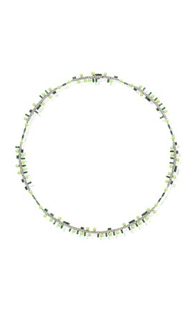 18k White Gold Wisteria - Single Necklace In Green By Sarah Ho