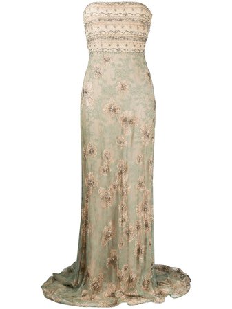 Valentino, floral lace strapless dress