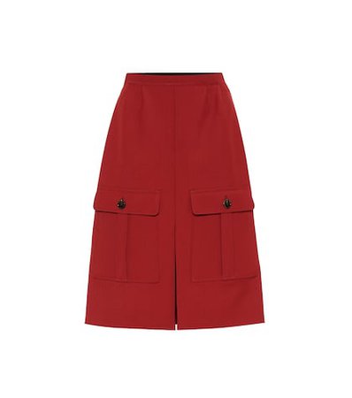 High-rise wool-crêpe skirt