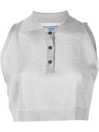 Shop Prada metallized polo top with Express Delivery - FARFETCH