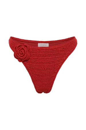 Valencia Rose Crochet Bikini Bottom - Red - MESHKI