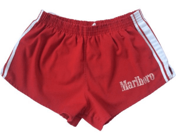 red marlboro athletic booty shorts