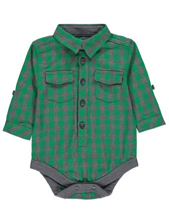 Green Check Print Bodysuit | Baby | George