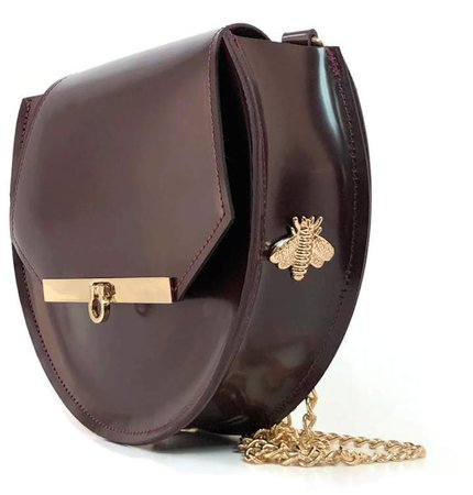 Angela Valentine Handbags - Loel Military Bee Circle Bag In Merlot