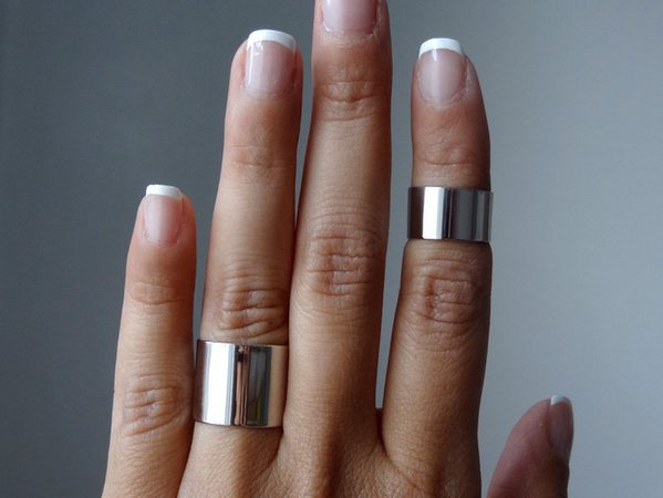 cuff knuckle ring set / shiny finish / tube ring set of 2 | Etsy