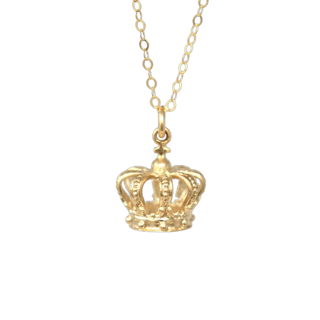 Vintage Crown Pendant - Estate 14k Yellow Gold King Queen Royal Charm Necklace Fob - Circa 1990s Era London England Travel Fine 90s Jewelry
