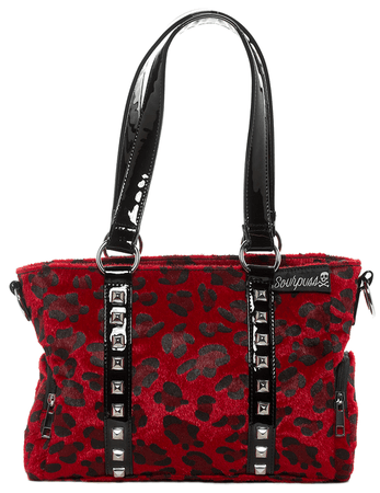 Sourpuss Leda Studded Red Leopard Rockabilly Punk Mini Purse Handbag SPPU178 - Fearless Apparel