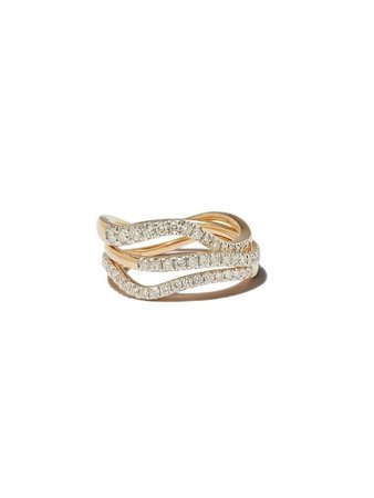 Adina Reyter set of three 14kt yellow gold diamond rings