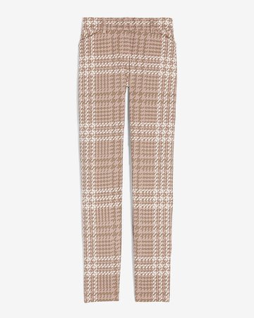 Mid Rise Houndstooth Plaid Skinny Pant