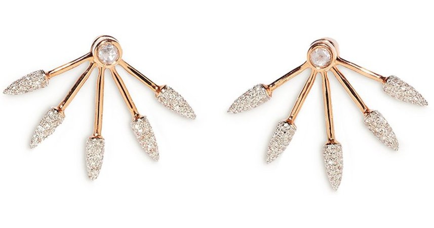 Pamela Love Pink 5 Spike Diamond 18k Rose Gold Fan Earrings - Buscar con Google