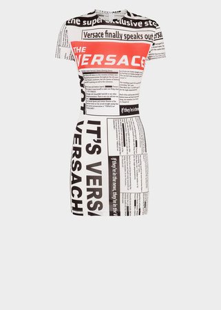 Versace Tabloid Print Crepe Jersey Dress