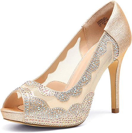 Amazon.com | DREAM PAIRS Women's Divine-01 Gold High Heel Pump Shoes - 8 M US | Pumps