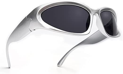 Amazon.com: Wrap Around Fashion Sunglasses for Men Women Trendy Swift Oval Silver Dark Sunglasses Shades Glasses Eyeglasses : Clothing, Shoes & Jewelry